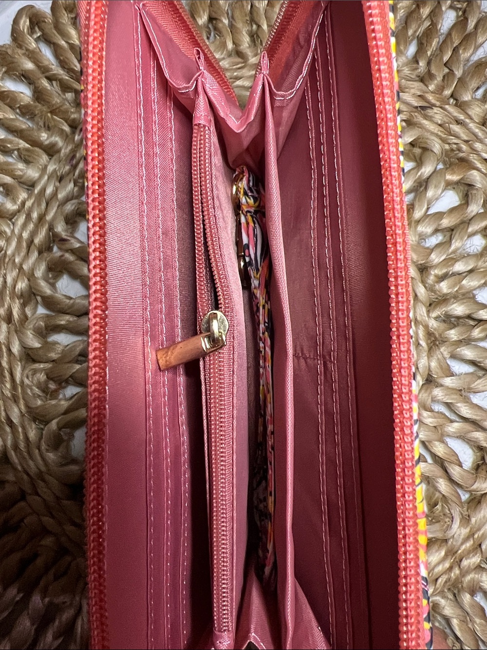 Simply Southern Quilted Shell Pink Yellow Printed Zip-Around Wallet - Picture 4 of 5
